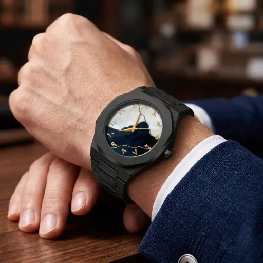 ARABIC BLACK AURA WATCH(Black Dial)