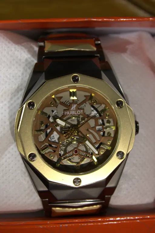Hublot Luxury Skeleton Dial Men's Watch - Two-Tone Stainless Steel
