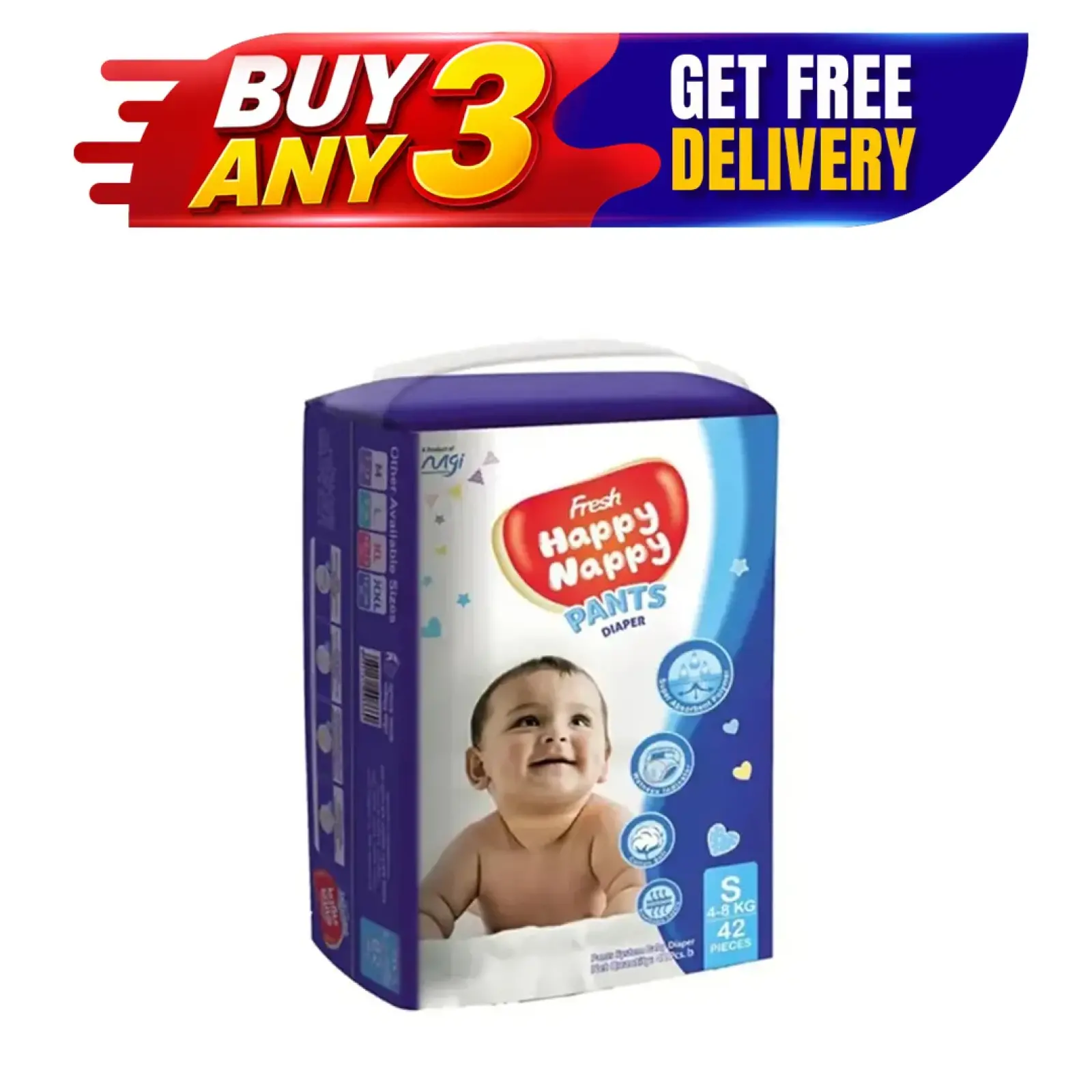 Happy Nappy Pant Diaper S 42 Pieces (4–8 kg)