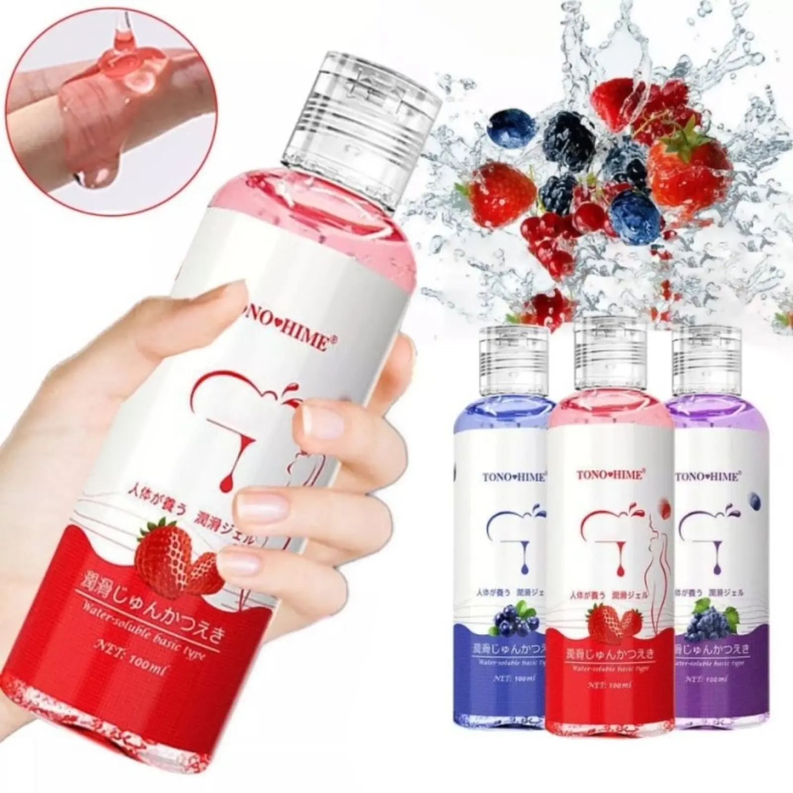 3Pic) Tono Hime Fruit Flavor Water Based Personal Lubricant Gel 100Ml