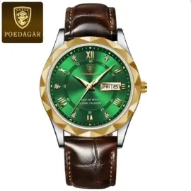 Inspired by PDR Top Luxury Business Man Wristwatch Waterproof Luminous Date Week Watch For Men Quartz Clock Leather Men's Watches reloj
