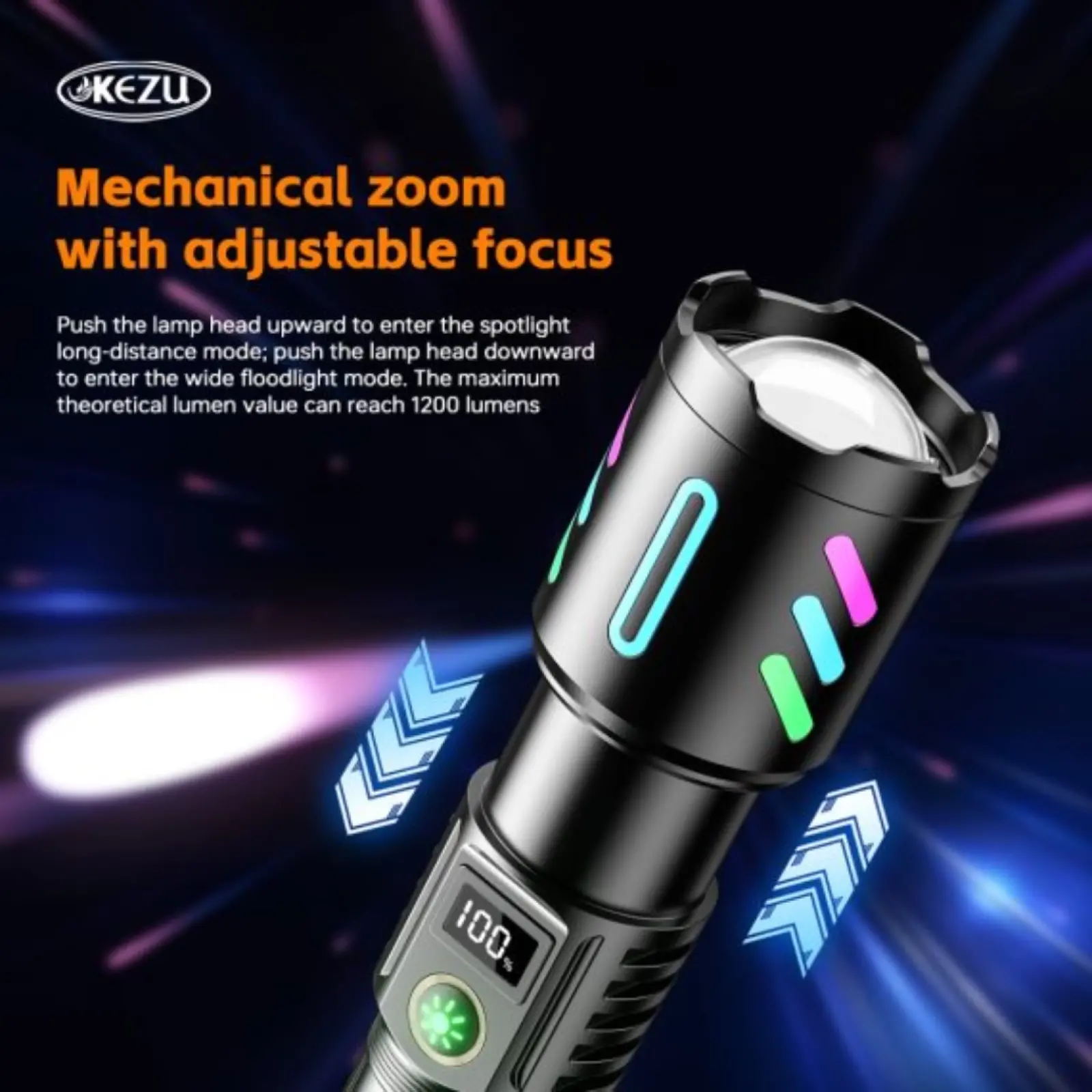 kyu0909☺︎ Kezu Aluminum Alloy Strong Light Flashlight , Power Display