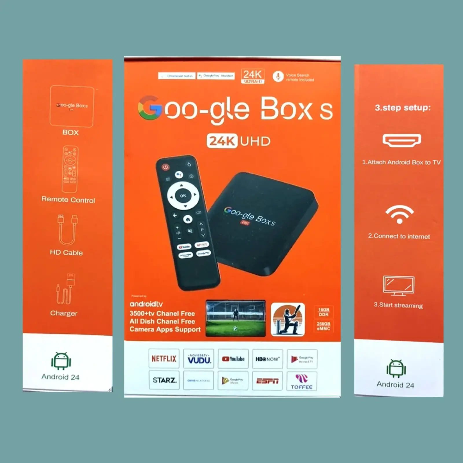 Google Box S Android TV Box – 24K UHD with Camera Apps & Google