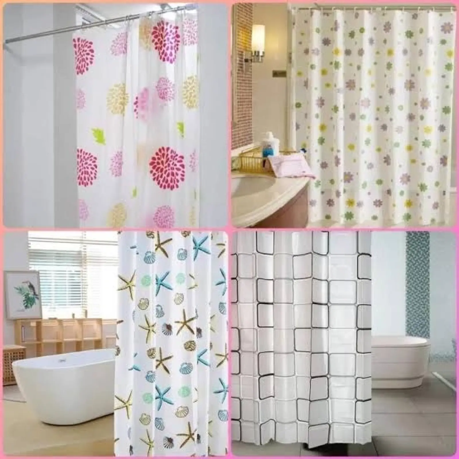 Waterproof Shower Curtain With 12 Rings For Bathroom