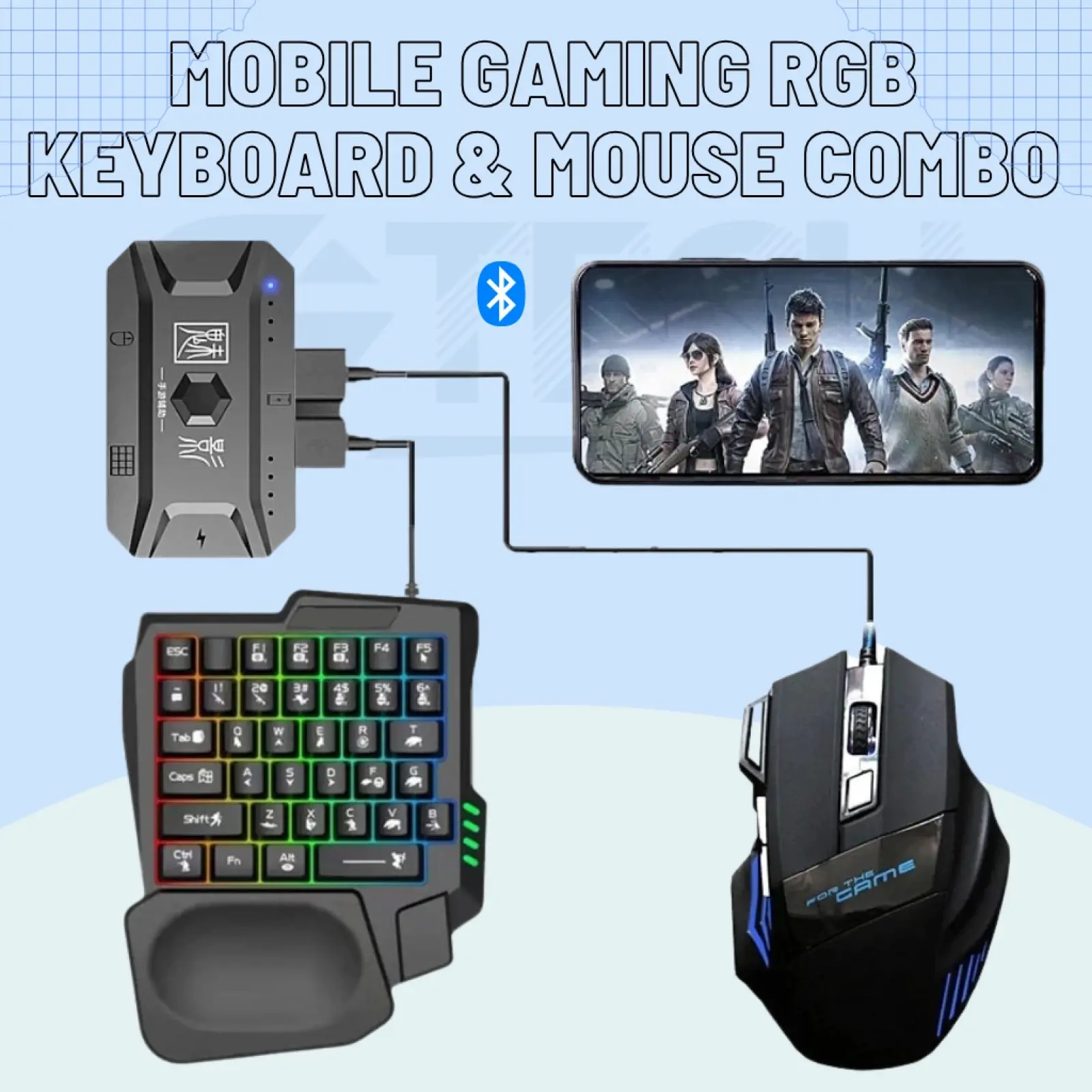 Gtech Keyboard GTECH Mobile Gaming RGB Keyboard & Mouse Converter Combo Support For ...